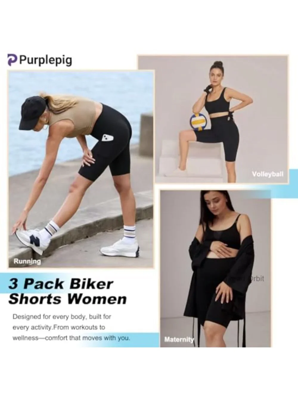 3 Pack High Waisted Biker Shorts with Pockets, Buttery Soft Tummy Control Yoga